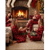 image:imageEkouaer Womens Fleece Pajama Sets Long Sleeve Button Down Twopiece Sleepwear Soft Lounge SetRed Plaid