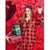image:imageEkouaer Womens Fleece Pajama Sets Long Sleeve Button Down Twopiece Sleepwear Soft Lounge SetRed Plaid