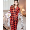 image:imageEkouaer Womens Fleece Pajama Sets Long Sleeve Button Down Twopiece Sleepwear Soft Lounge SetRed Plaid