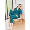 image:imageEkouaer Womens Fleece Pajama Sets Long Sleeve Button Down Twopiece Sleepwear Soft Lounge SetSee Green