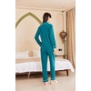 image:imageEkouaer Womens Fleece Pajama Sets Long Sleeve Button Down Twopiece Sleepwear Soft Lounge SetSee Green