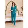 image:imageEkouaer Womens Fleece Pajama Sets Long Sleeve Button Down Twopiece Sleepwear Soft Lounge SetSee Green