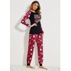 image:imageEkouaer Womens Pajama Set Christmas Pjs Long Sleeve Print Tops and Pajamas Pants Soft Sleepwear SetPat8red Plaid Snowflake