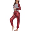 image:imageEkouaer Womens Pajama Set Christmas Pjs Long Sleeve Print Tops and Pajamas Pants Soft Sleepwear SetPattern5red Plaid Fawn