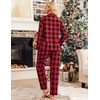 image:imageEkouaer Womens Pajama Sets 2 Piece Cotton Plaid Pjs Long Sleeve Sleepwear Button Down Lounge Set with PocketsBig Black Red Plaid