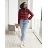 image:imageEkouaer Womens Pajama Sets 2 Piece Cotton Plaid Pjs Long Sleeve Sleepwear Button Down Lounge Set with PocketsBig Black Red Plaid