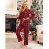 image:imageEkouaer Womens Pajama Sets 2 Piece Cotton Plaid Pjs Long Sleeve Sleepwear Button Down Lounge Set with PocketsBig Black Red Plaid