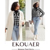 image:imageEkouaer Womens Pajama Sets 2 Piece Cotton Plaid Pjs Long Sleeve Sleepwear Button Down Lounge Set with PocketsBlack White Plaid