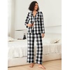 image:imageEkouaer Womens Pajama Sets 2 Piece Cotton Plaid Pjs Long Sleeve Sleepwear Button Down Lounge Set with PocketsBlack White Plaid