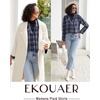 image:imageEkouaer Womens Pajama Sets 2 Piece Cotton Plaid Pjs Long Sleeve Sleepwear Button Down Lounge Set with PocketsBlue White Plaid