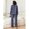 image:imageEkouaer Womens Pajama Sets 2 Piece Cotton Plaid Pjs Long Sleeve Sleepwear Button Down Lounge Set with PocketsBlue White Plaid