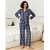 image:imageEkouaer Womens Pajama Sets 2 Piece Cotton Plaid Pjs Long Sleeve Sleepwear Button Down Lounge Set with PocketsBlue White Plaid