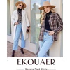 image:imageEkouaer Womens Pajama Sets 2 Piece Cotton Plaid Pjs Long Sleeve Sleepwear Button Down Lounge Set with PocketsDark Brown Plaid