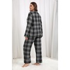 image:imageEkouaer Womens Pajama Sets 2 Piece Cotton Plaid Pjs Long Sleeve Sleepwear Button Down Lounge Set with PocketsGray Black Plaid