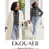 image:imageEkouaer Womens Pajama Sets 2 Piece Cotton Plaid Pjs Long Sleeve Sleepwear Button Down Lounge Set with PocketsGray Black Plaid