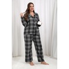 image:imageEkouaer Womens Pajama Sets 2 Piece Cotton Plaid Pjs Long Sleeve Sleepwear Button Down Lounge Set with PocketsGray Black Plaid