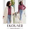 image:imageEkouaer Womens Pajama Sets 2 Piece Cotton Plaid Pjs Long Sleeve Sleepwear Button Down Lounge Set with PocketsHot Pink Brown Plaid