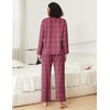 image:imageEkouaer Womens Pajama Sets 2 Piece Cotton Plaid Pjs Long Sleeve Sleepwear Button Down Lounge Set with PocketsHot Pink Brown Plaid