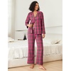image:imageEkouaer Womens Pajama Sets 2 Piece Cotton Plaid Pjs Long Sleeve Sleepwear Button Down Lounge Set with PocketsHot Pink Brown Plaid