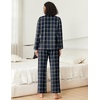image:imageEkouaer Womens Pajama Sets 2 Piece Cotton Plaid Pjs Long Sleeve Sleepwear Button Down Lounge Set with PocketsNavy BlueGreen Plaid