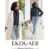 image:imageEkouaer Womens Pajama Sets 2 Piece Cotton Plaid Pjs Long Sleeve Sleepwear Button Down Lounge Set with PocketsNavy BlueGreen Plaid
