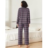 image:imageEkouaer Womens Pajama Sets 2 Piece Cotton Plaid Pjs Long Sleeve Sleepwear Button Down Lounge Set with PocketsPink Black Plaid
