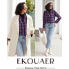 image:imageEkouaer Womens Pajama Sets 2 Piece Cotton Plaid Pjs Long Sleeve Sleepwear Button Down Lounge Set with PocketsPink Blue Plaid