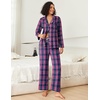 image:imageEkouaer Womens Pajama Sets 2 Piece Cotton Plaid Pjs Long Sleeve Sleepwear Button Down Lounge Set with PocketsPink Blue Plaid