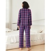 image:imageEkouaer Womens Pajama Sets 2 Piece Cotton Plaid Pjs Long Sleeve Sleepwear Button Down Lounge Set with PocketsPink Blue Plaid