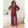 image:imageEkouaer Womens Pajama Sets 2 Piece Cotton Plaid Pjs Long Sleeve Sleepwear Button Down Lounge Set with PocketsRed Black Plaid