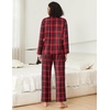 image:imageEkouaer Womens Pajama Sets 2 Piece Cotton Plaid Pjs Long Sleeve Sleepwear Button Down Lounge Set with PocketsRed Black Plaid