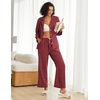 image:imageEkouaer Womens Pajama Sets 2 Piece Cotton Plaid Pjs Long Sleeve Sleepwear Button Down Lounge Set with PocketsRed Blue Green Plaid