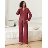 image:imageEkouaer Womens Pajama Sets 2 Piece Cotton Plaid Pjs Long Sleeve Sleepwear Button Down Lounge Set with PocketsRed Blue Green Plaid