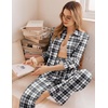 image:imageEkouaer Womens Pajama Sets Button Down Pjs Sets Soft Long Sleeve Sleepwear Button Up Loungewear with Pockets SXXLBlack and Grey Plaid