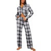 image:imageEkouaer Womens Pajama Sets Button Down Pjs Sets Soft Long Sleeve Sleepwear Button Up Loungewear with Pockets SXXLBlack and Grey Plaid