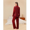 image:imageEkouaer Womens Pajama Sets Button Down Pjs Sets Soft Long Sleeve Sleepwear Button Up Loungewear with Pockets SXXLBlack and Red Plaid