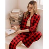 image:imageEkouaer Womens Pajama Sets Button Down Pjs Sets Soft Long Sleeve Sleepwear Button Up Loungewear with Pockets SXXLBlack and Red Plaid