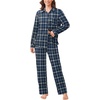 image:imageEkouaer Womens Pajama Sets Button Down Pjs Sets Soft Long Sleeve Sleepwear Button Up Loungewear with Pockets SXXLBlue and Black Plaid
