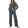 image:imageEkouaer Womens Pajama Sets Button Down Pjs Sets Soft Long Sleeve Sleepwear Button Up Loungewear with Pockets SXXLBlue and Black Plaid