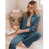 image:imageEkouaer Womens Pajama Sets Button Down Pjs Sets Soft Long Sleeve Sleepwear Button Up Loungewear with Pockets SXXLBlue and Green Plaid