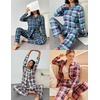image:imageEkouaer Womens Pajama Sets Button Down Pjs Sets Soft Long Sleeve Sleepwear Button Up Loungewear with Pockets SXXLBlue and Green Plaid