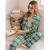 image:imageEkouaer Womens Pajama Sets Button Down Pjs Sets Soft Long Sleeve Sleepwear Button Up Loungewear with Pockets SXXLPink and Green Plaid