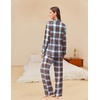 image:imageEkouaer Womens Pajama Sets Button Down Pjs Sets Soft Long Sleeve Sleepwear Button Up Loungewear with Pockets SXXLRed and Blue Plaid