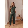 image:imageEkouaer Womens Pajama Sets Cap Sleeve Sleepwear Tops and Long Pants Comfy Pjs 2 Piece Lounge Set with Pockets SXXLArmy Green1