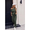 image:imageEkouaer Womens Pajama Sets Cap Sleeve Sleepwear Tops and Long Pants Comfy Pjs 2 Piece Lounge Set with Pockets SXXLArmy Green1
