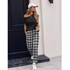 image:imageEkouaer Womens Pajama Sets Cap Sleeve Sleepwear Tops and Long Pants Comfy Pjs 2 Piece Lounge Set with Pockets SXXLBlack Plaid