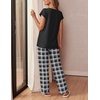 image:imageEkouaer Womens Pajama Sets Cap Sleeve Sleepwear Tops and Long Pants Comfy Pjs 2 Piece Lounge Set with Pockets SXXLBlack Plaid