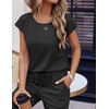 image:imageEkouaer Womens Pajama Sets Cap Sleeve Sleepwear Tops and Long Pants Comfy Pjs 2 Piece Lounge Set with Pockets SXXLBlack1