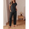 image:imageEkouaer Womens Pajama Sets Cap Sleeve Sleepwear Tops and Long Pants Comfy Pjs 2 Piece Lounge Set with Pockets SXXLBlack1