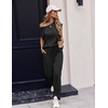 image:imageEkouaer Womens Pajama Sets Cap Sleeve Sleepwear Tops and Long Pants Comfy Pjs 2 Piece Lounge Set with Pockets SXXLBlack1